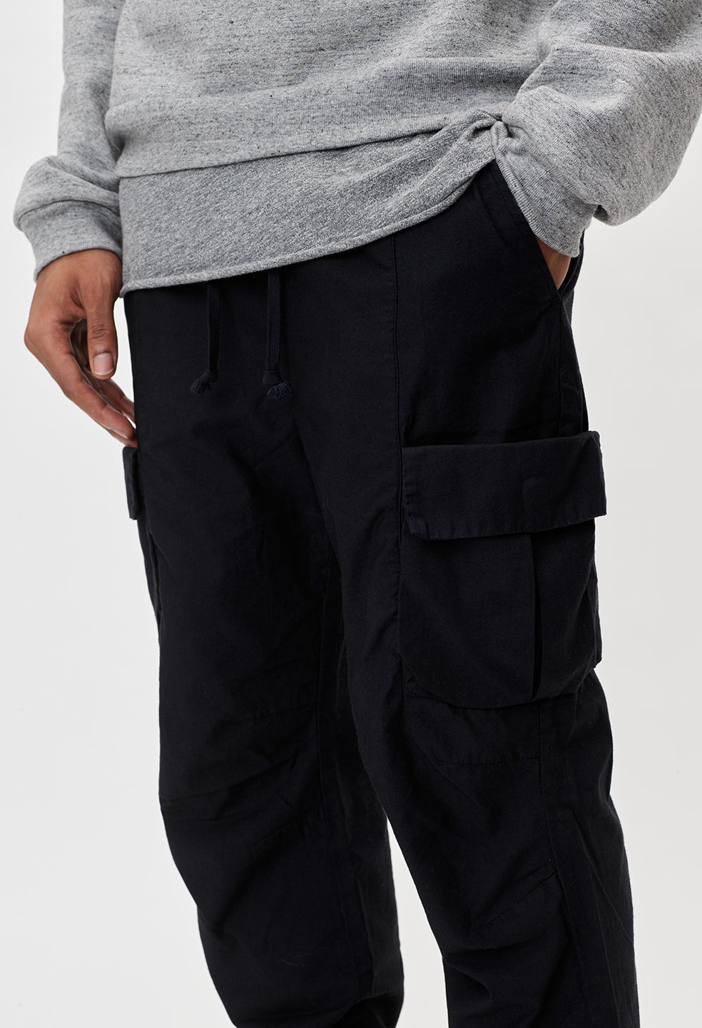 BACK SATEEN CARGO PANTS - 7