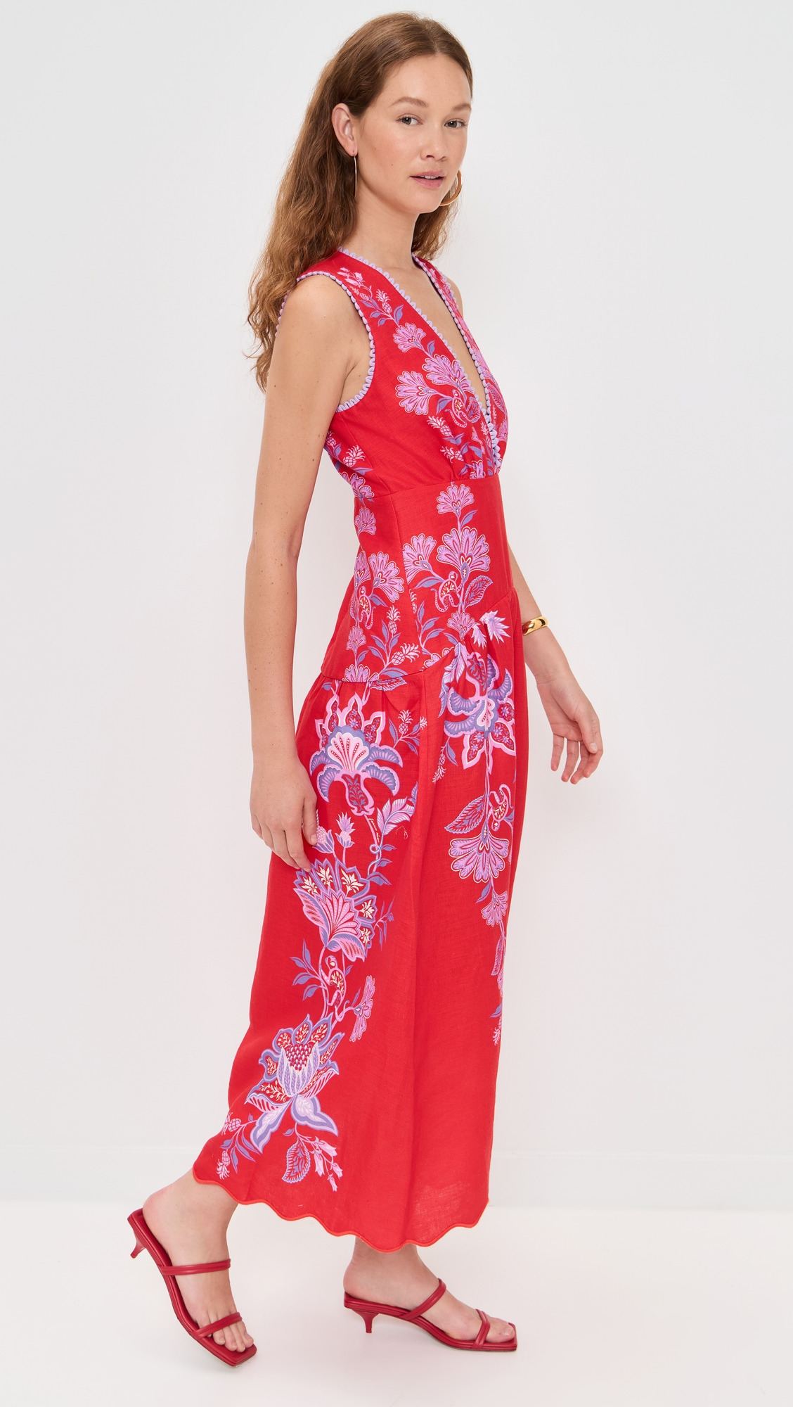 Porcelain Garden Red Midi Dres - 3