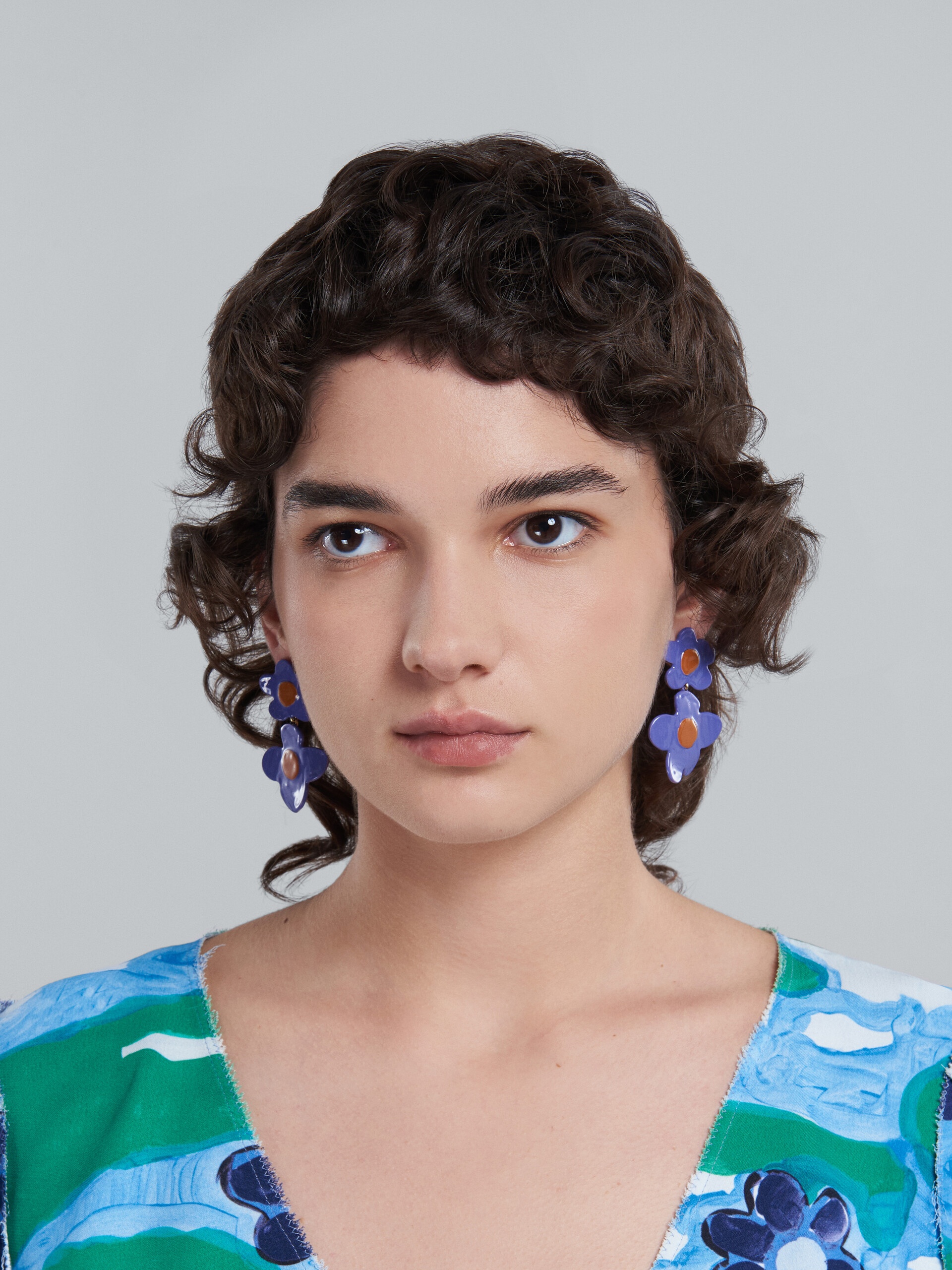 PURPLE FLORAL EARRINGS - 2