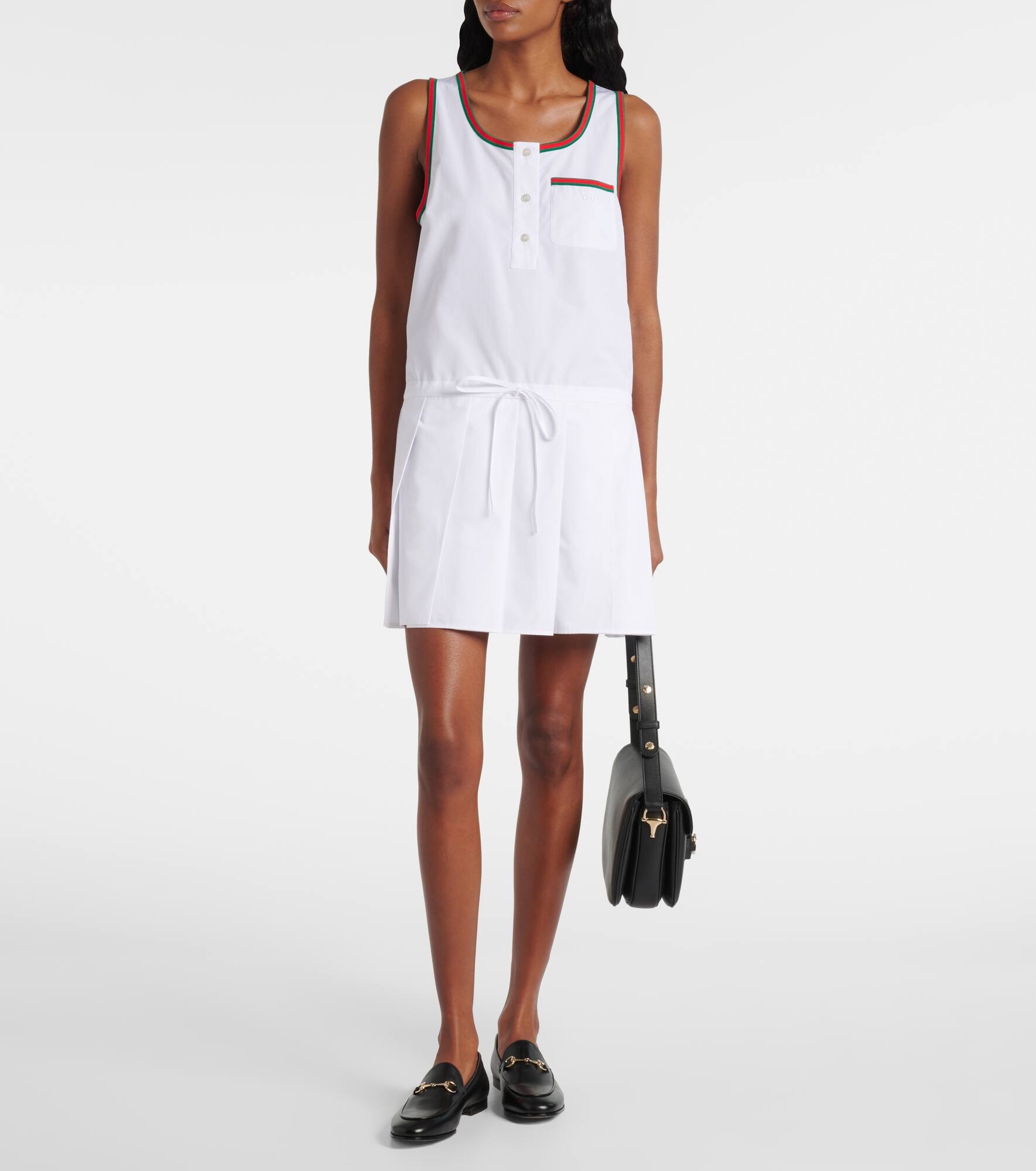 Web Stripe pleated minidress - 2