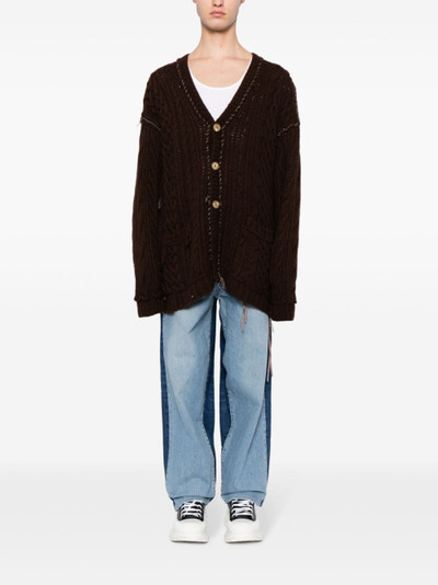 MASTERMIND WORLD cable-knit skull cashmere cardigan outlook