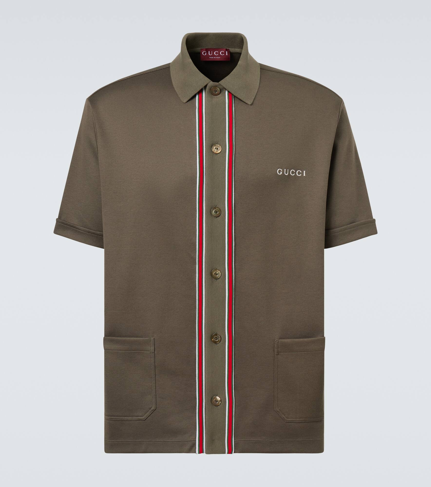 Logo Web Stripe cotton piqué polo shirt - 1