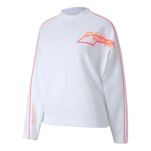 (WMNS) PUMA Evide Logo Printing Round-neck Sweatshirt White 597384-02 - 1