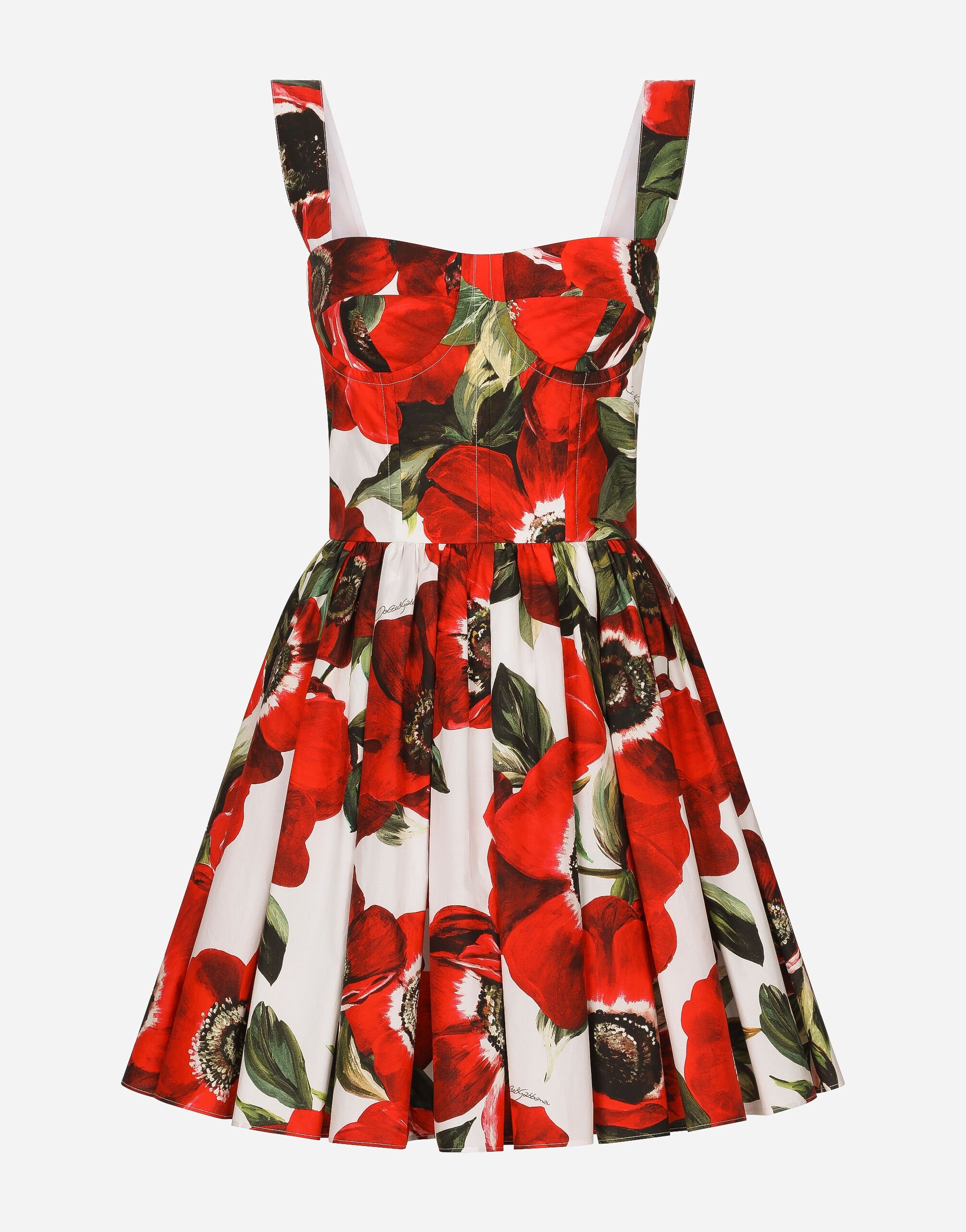 ワンピース DOLCE & GABBANA ANEMONI PRINT COTTON MIDI DRESS Dolce & Gabbana Cotton corset dress with anemone print
