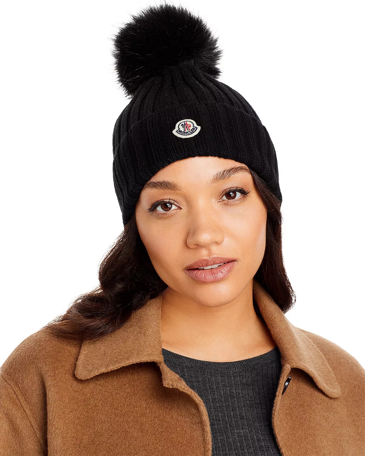Wool Ribbed Pom-Pom Hat - 1