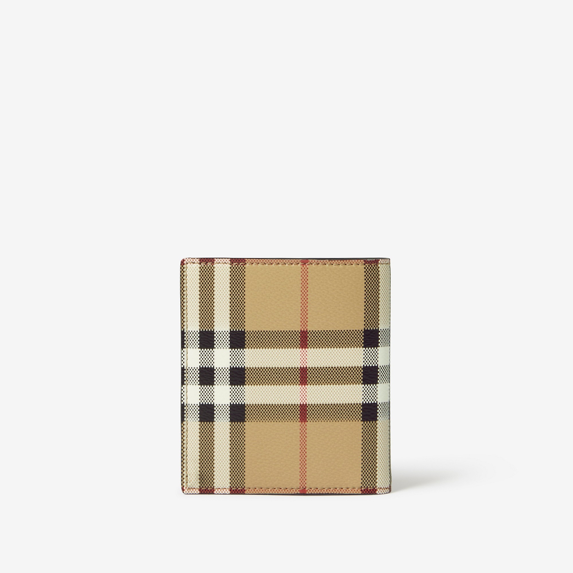 Check and Leather Folding Card Case - 4