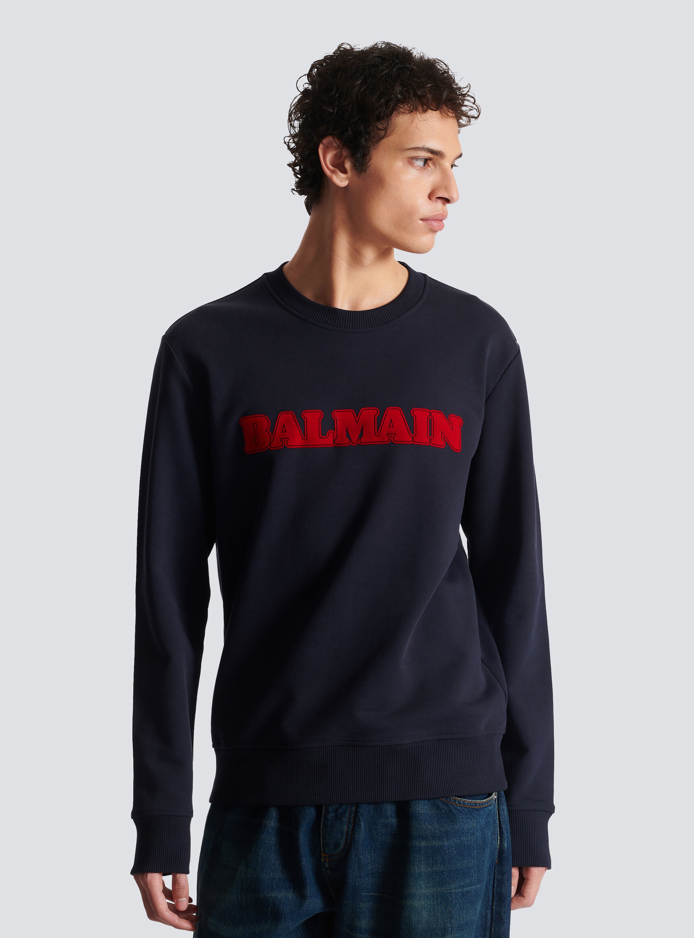 Flocked retro Balmain sweatshirt - 6