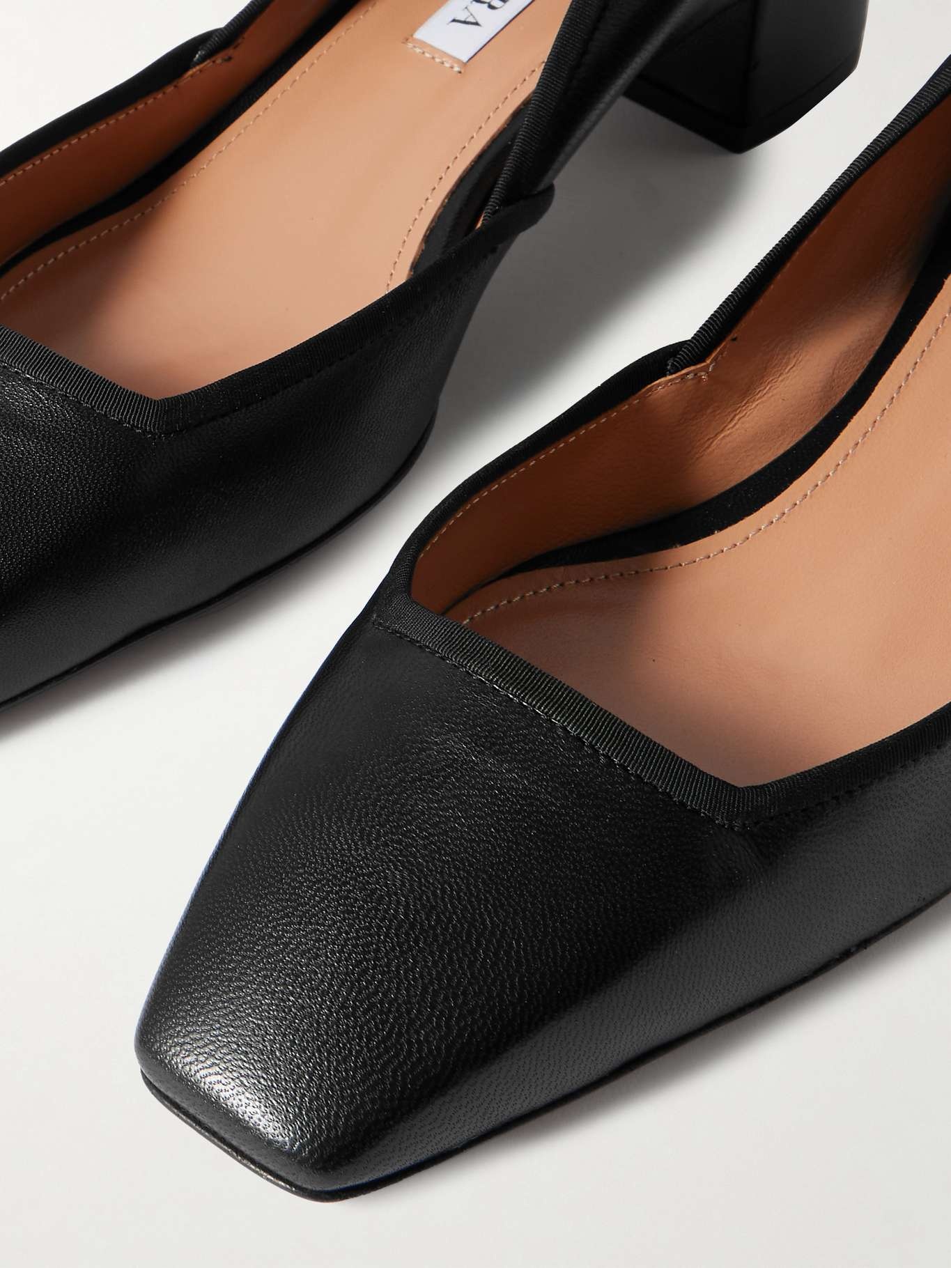 Maia 35 grosgrain-trimmed leather pumps Black - 4