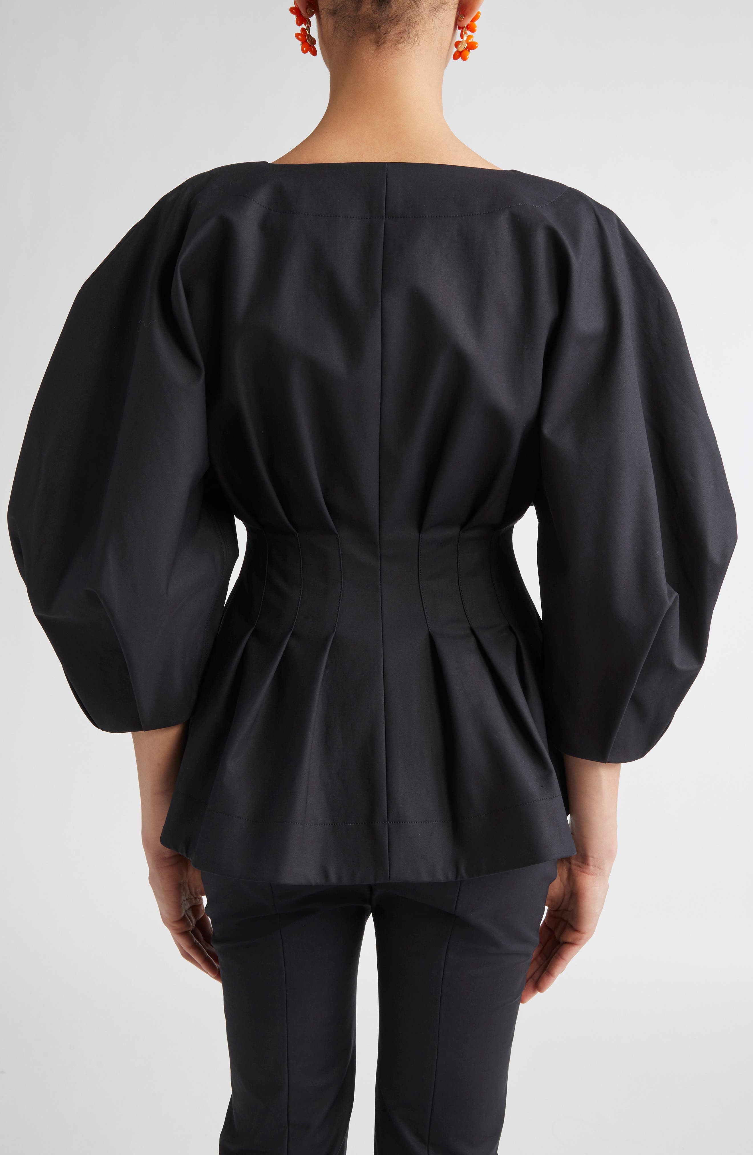 Carolina Herrera Pleated Waist Jacket in Black at Nordstrom - 3