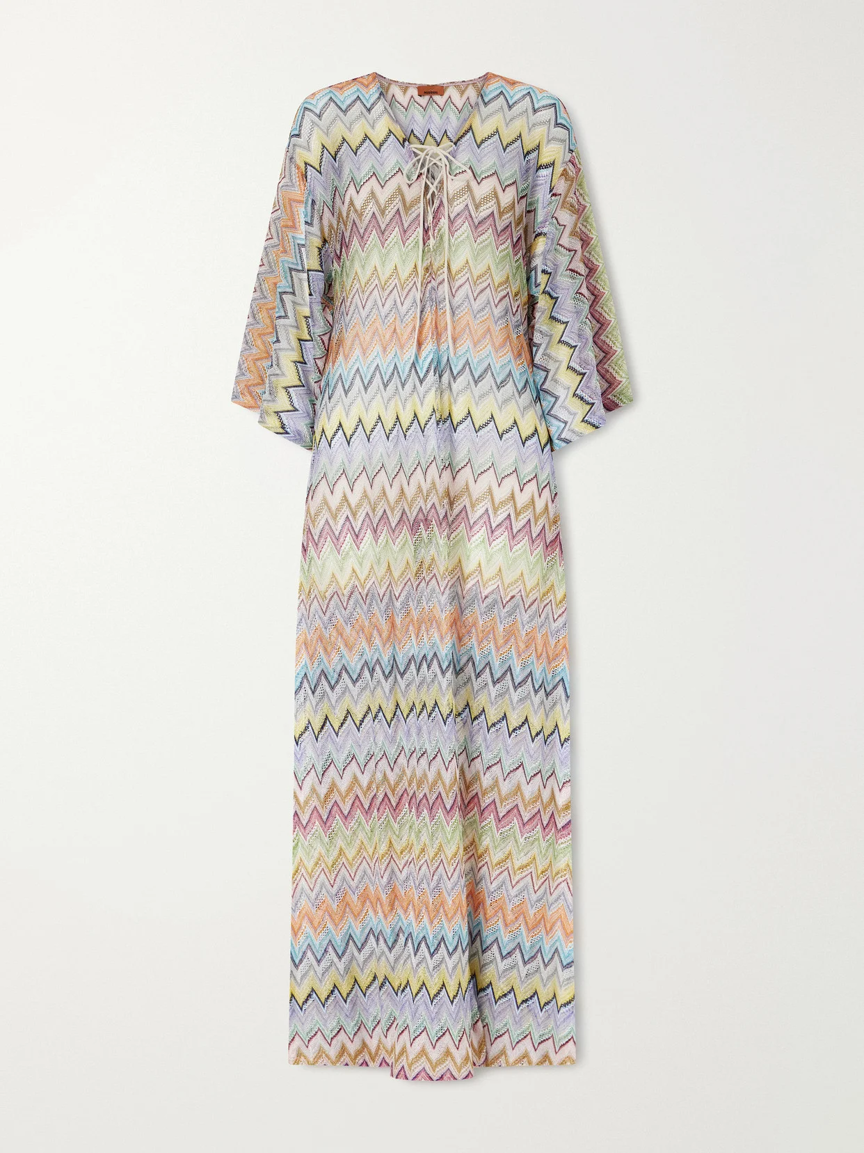 Striped Metallic Crochet-knit Coverup - 1