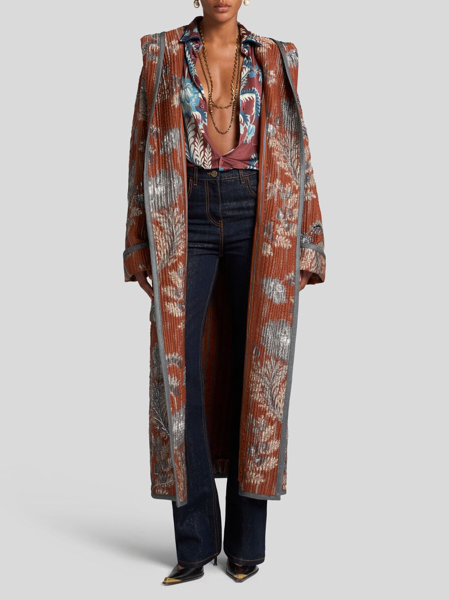 QUILTED JACQUARD COAT WITH EMBROIDERY - 3