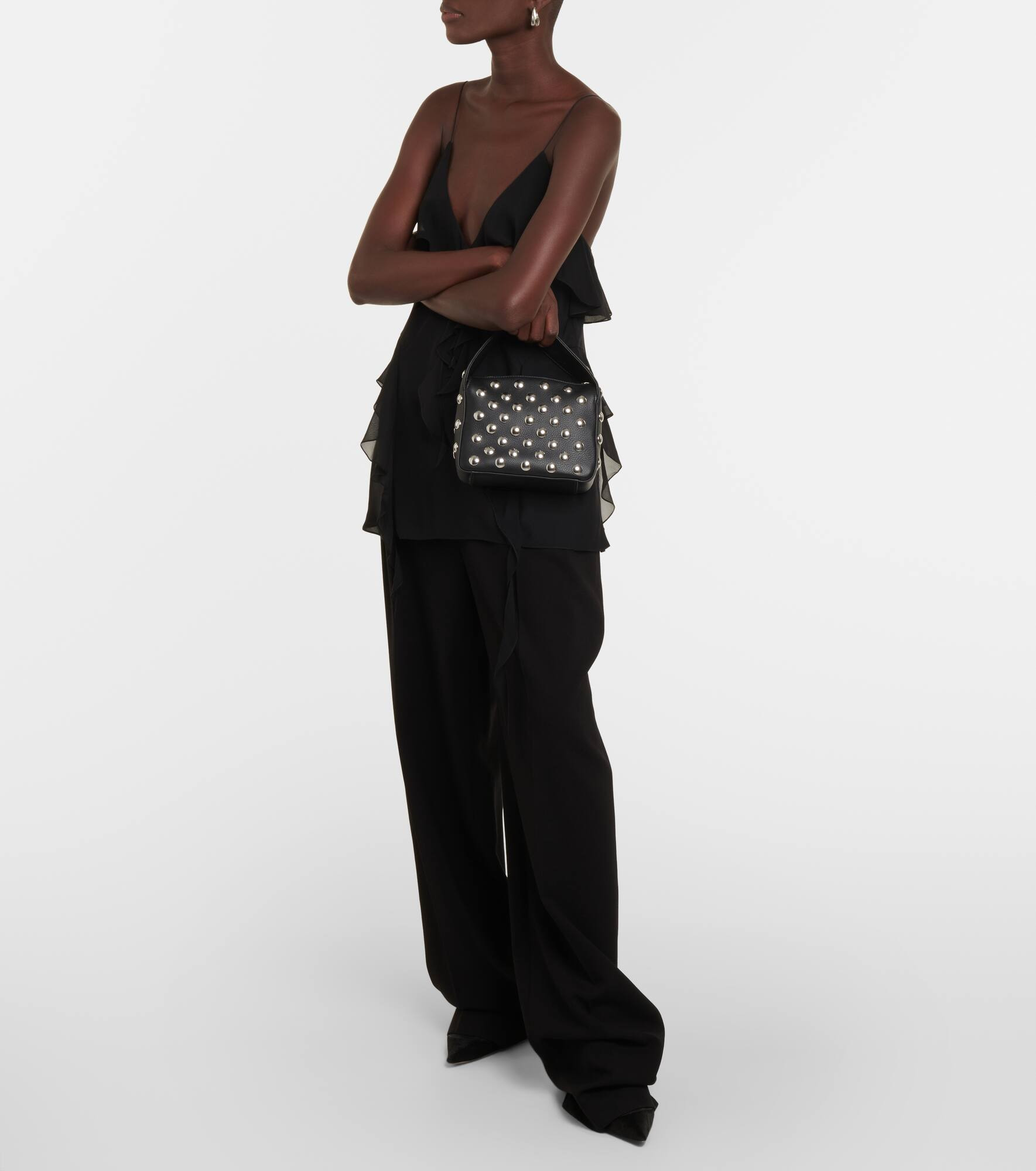 Elena studded leather shoulder bag - 5