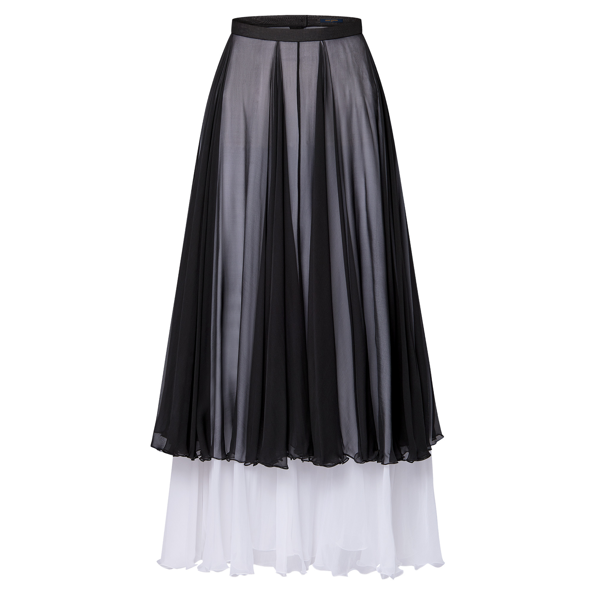 Bicolor Fluid Silk Tiered Skirt - 1