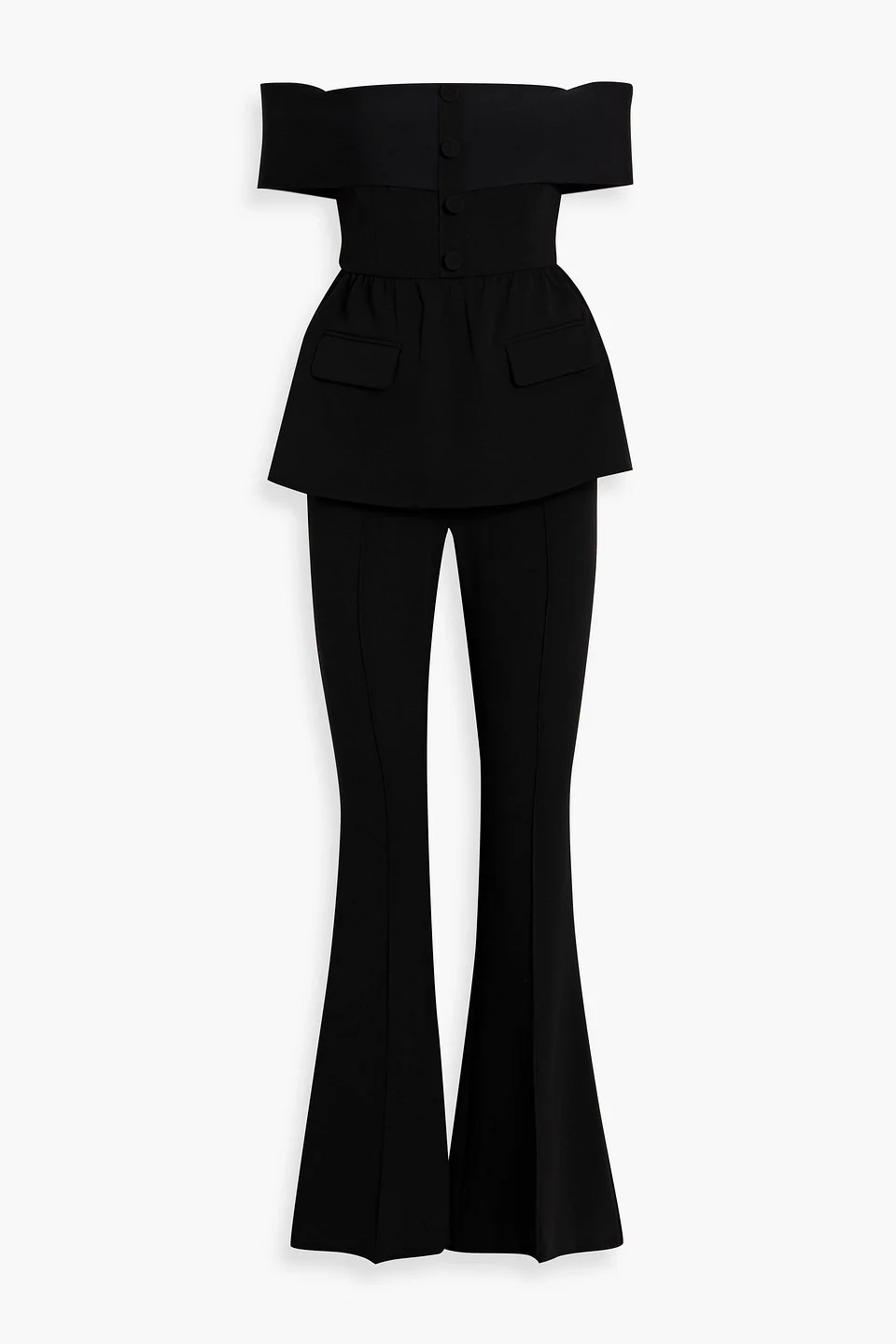 Off-the-shoulder crepe peplum jumpsuit - 1