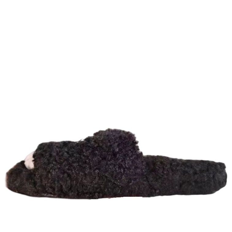 (WMNS) Balenciaga Furry Slides 'Black' 654261W2DO21008 - 1