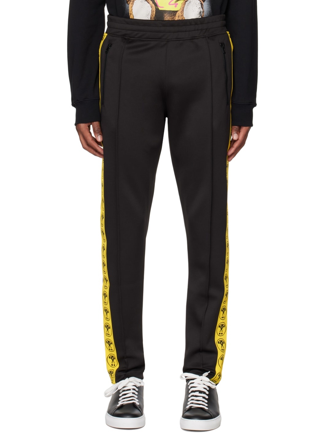 Black Double Question Mark Track Pants - 1