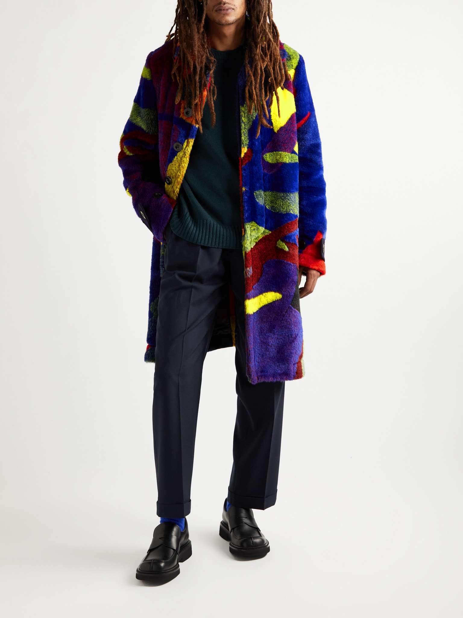 + KAWS Faux Fur-Jacquard Coat - 2