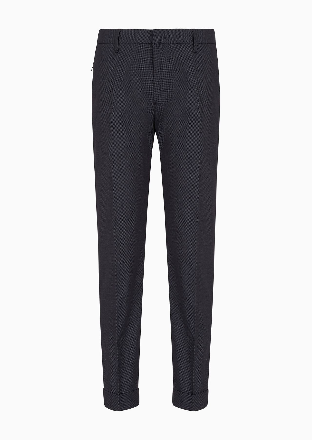 Micro-textured chinos with turn-ups - 1