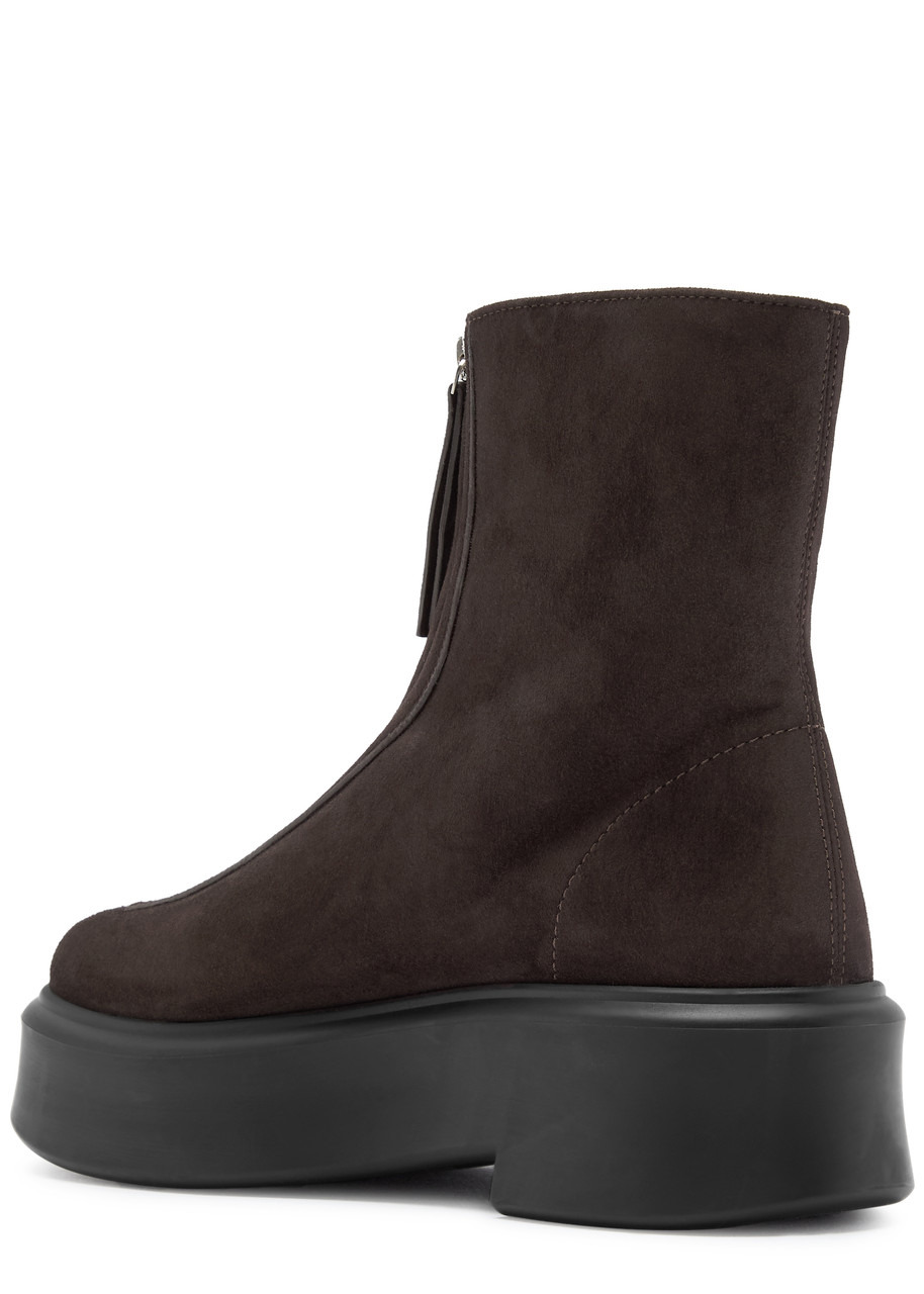 The Row Zipped 1 Suede Ankle Boots - 2