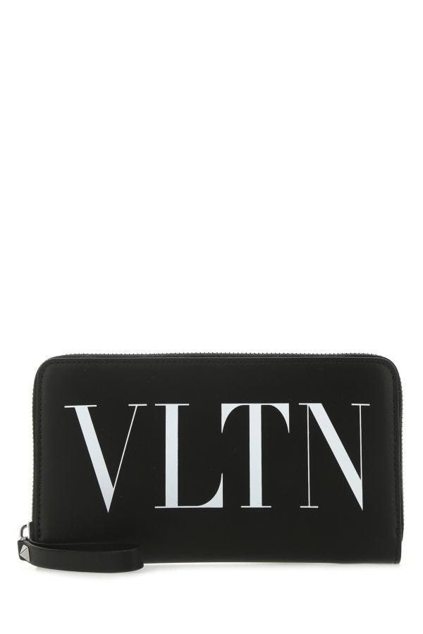 Black leather VLTN wallet - 1