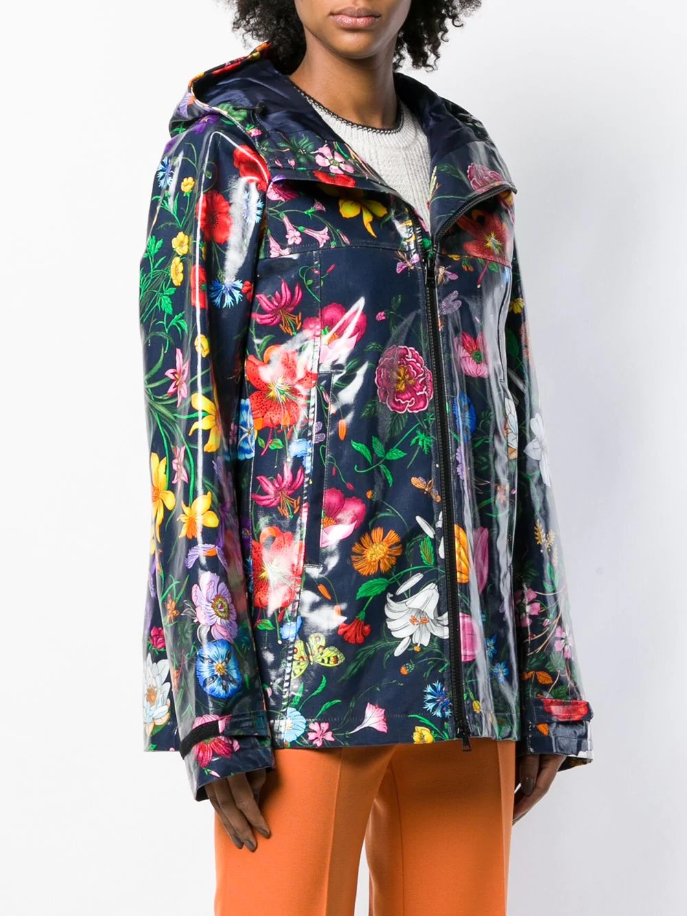 floral print parka coat - 3