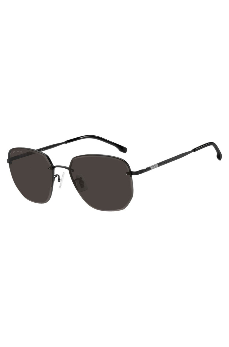 HALF-RIM SUNGLASSES IN BLACK TITANIUM AND METAL 1