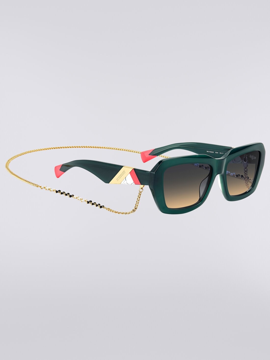 Square acetate sunglasses with a metal chain - 3