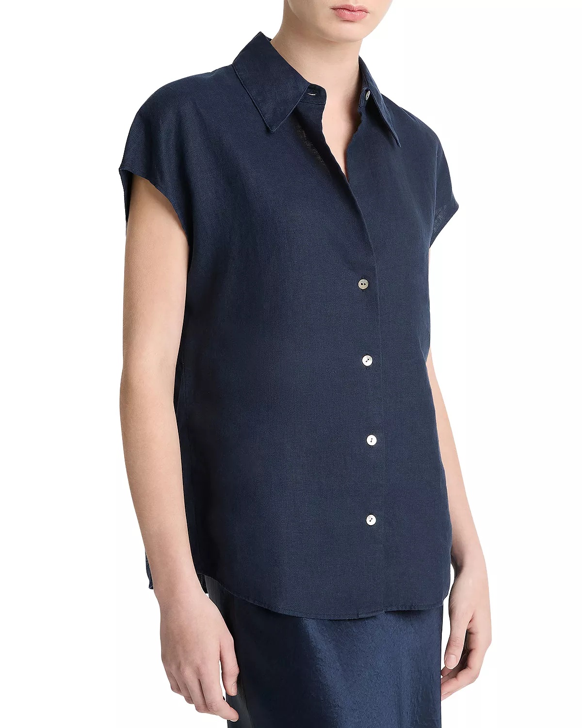 Linen Cap Sleeve Shirt - 4