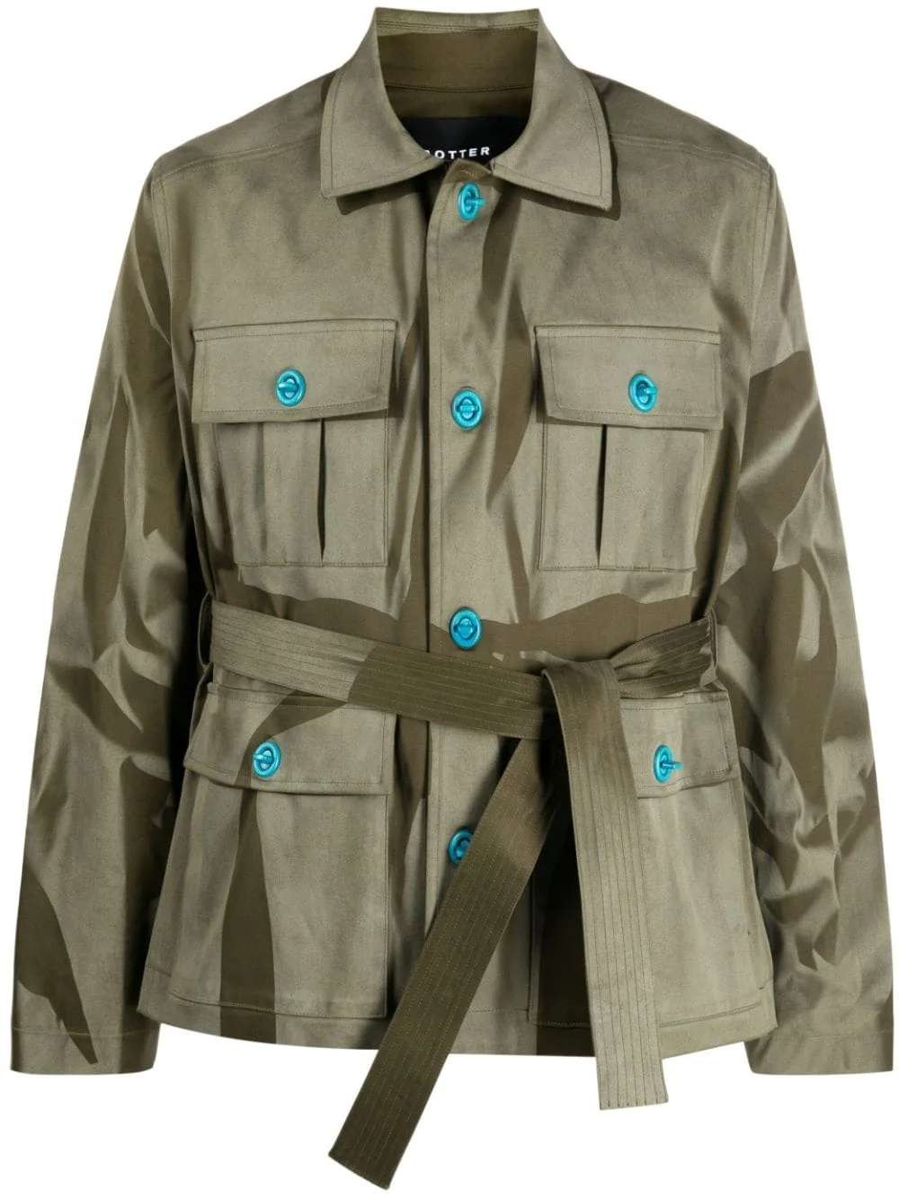abstract-print belted jacket - 1