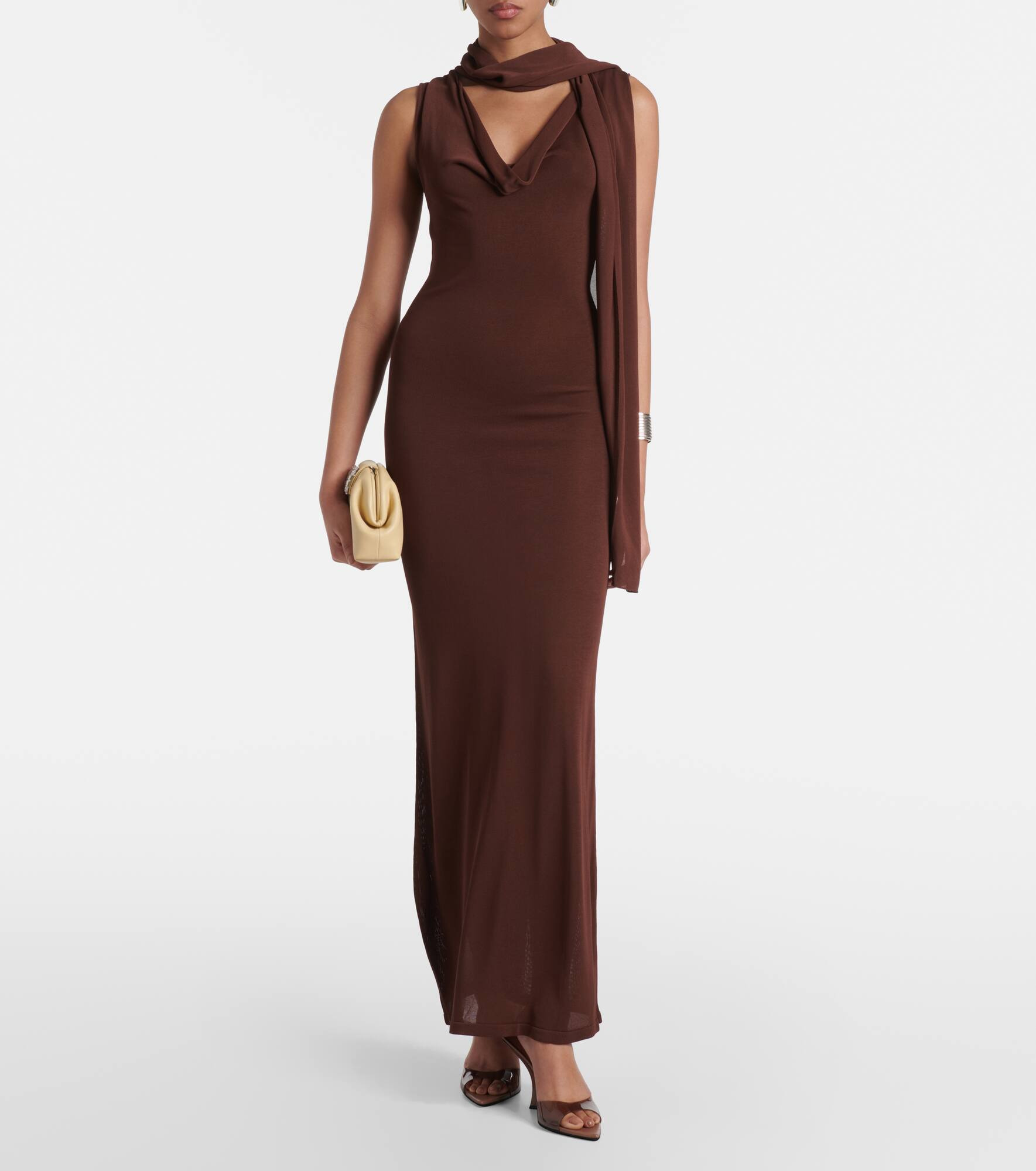 Scarf-detail draped maxi dress - 2