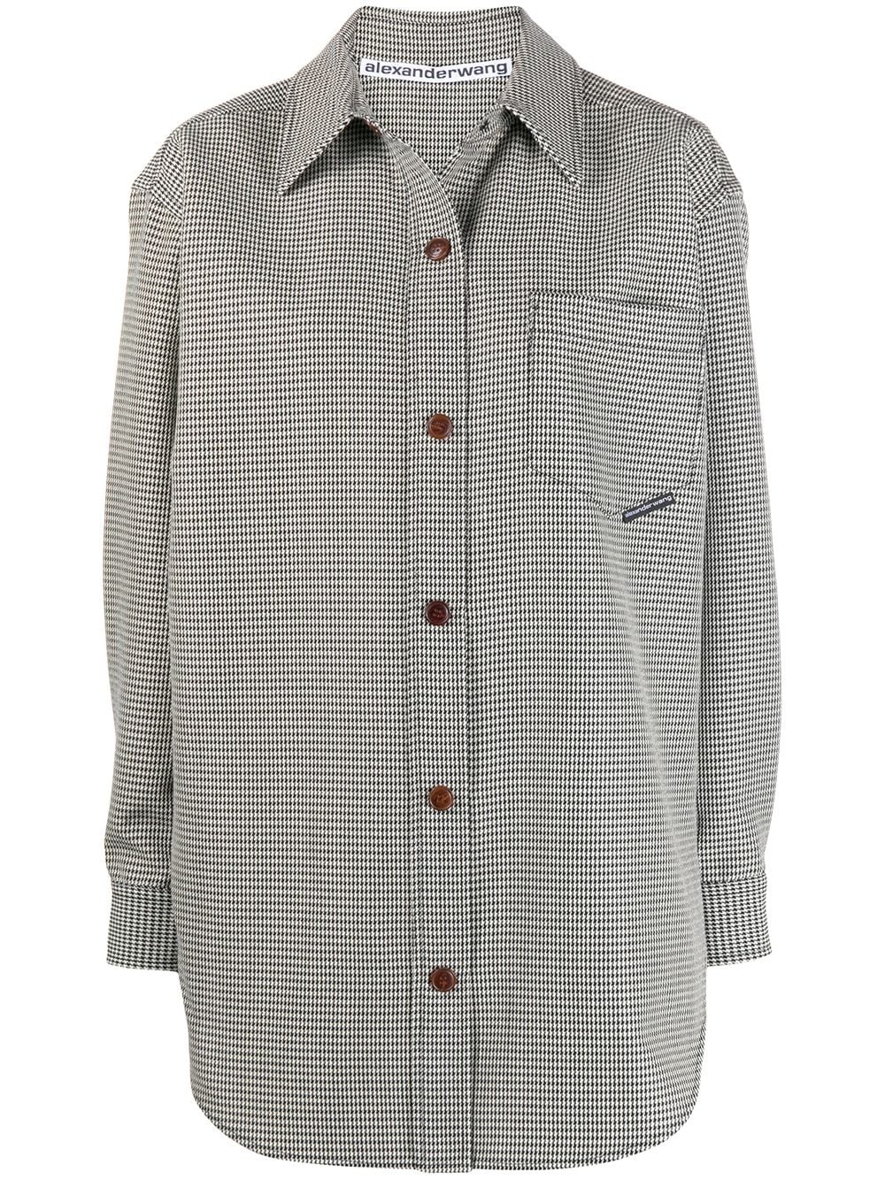 oversized houndstooth shirt jacket - 1