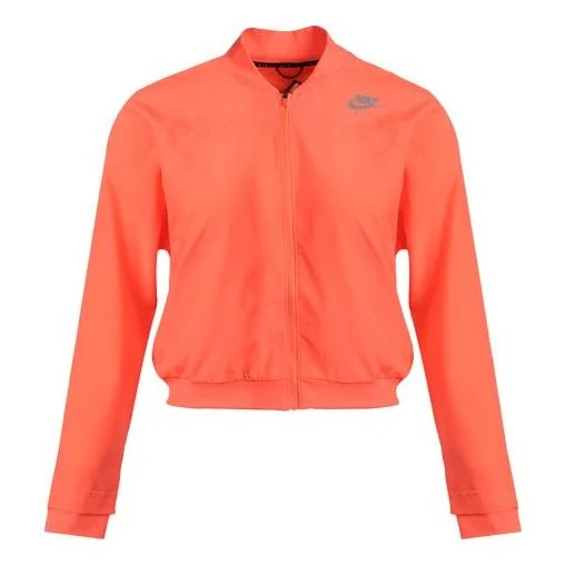 (WMNS) Nike Air Woven Quick Dry Reflective Logo Sports Baseball Jacket Bright Orange CZ9143-854 - 1