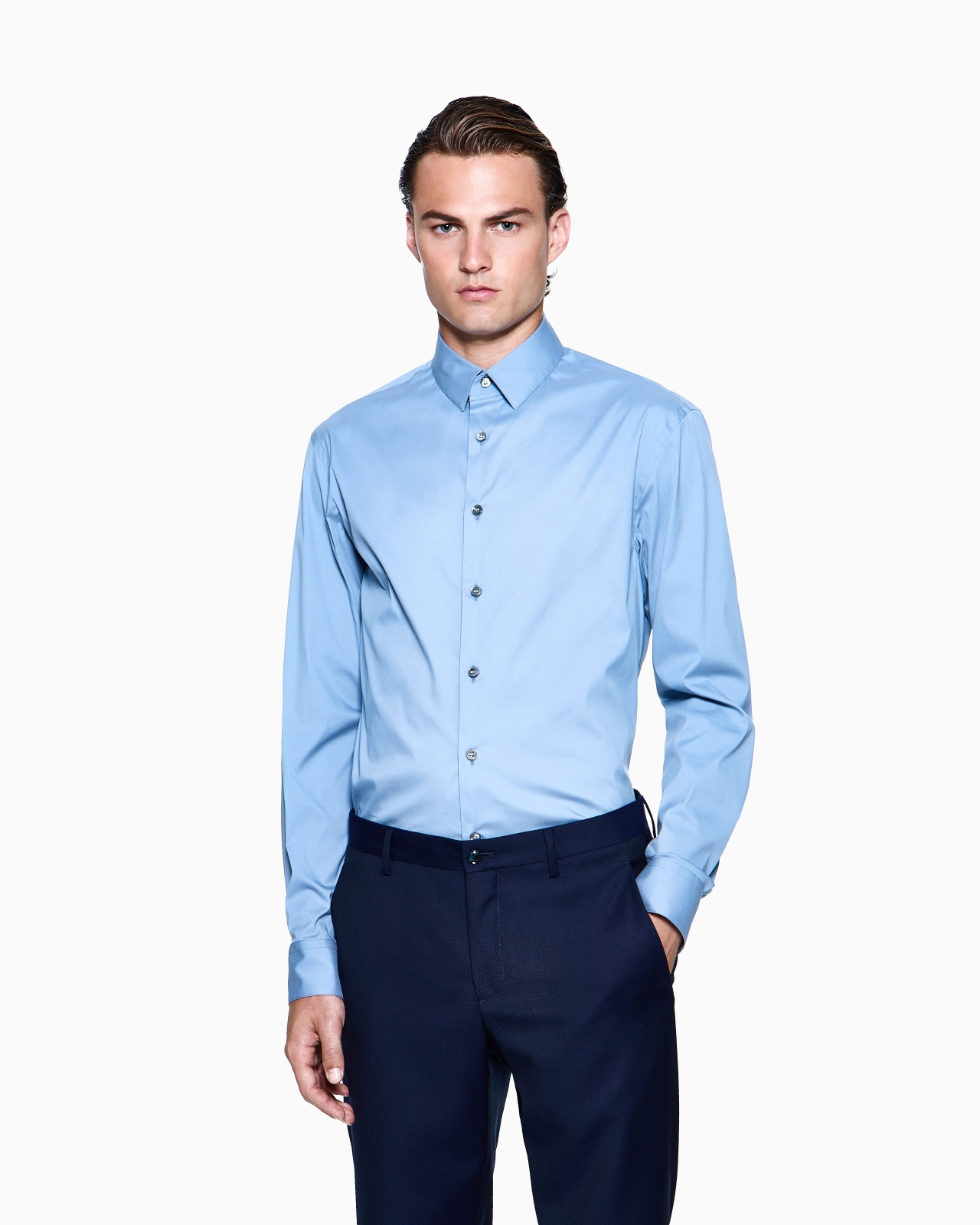 SLIM-FIT SHIRT IN COTTON POPLIN - 3
