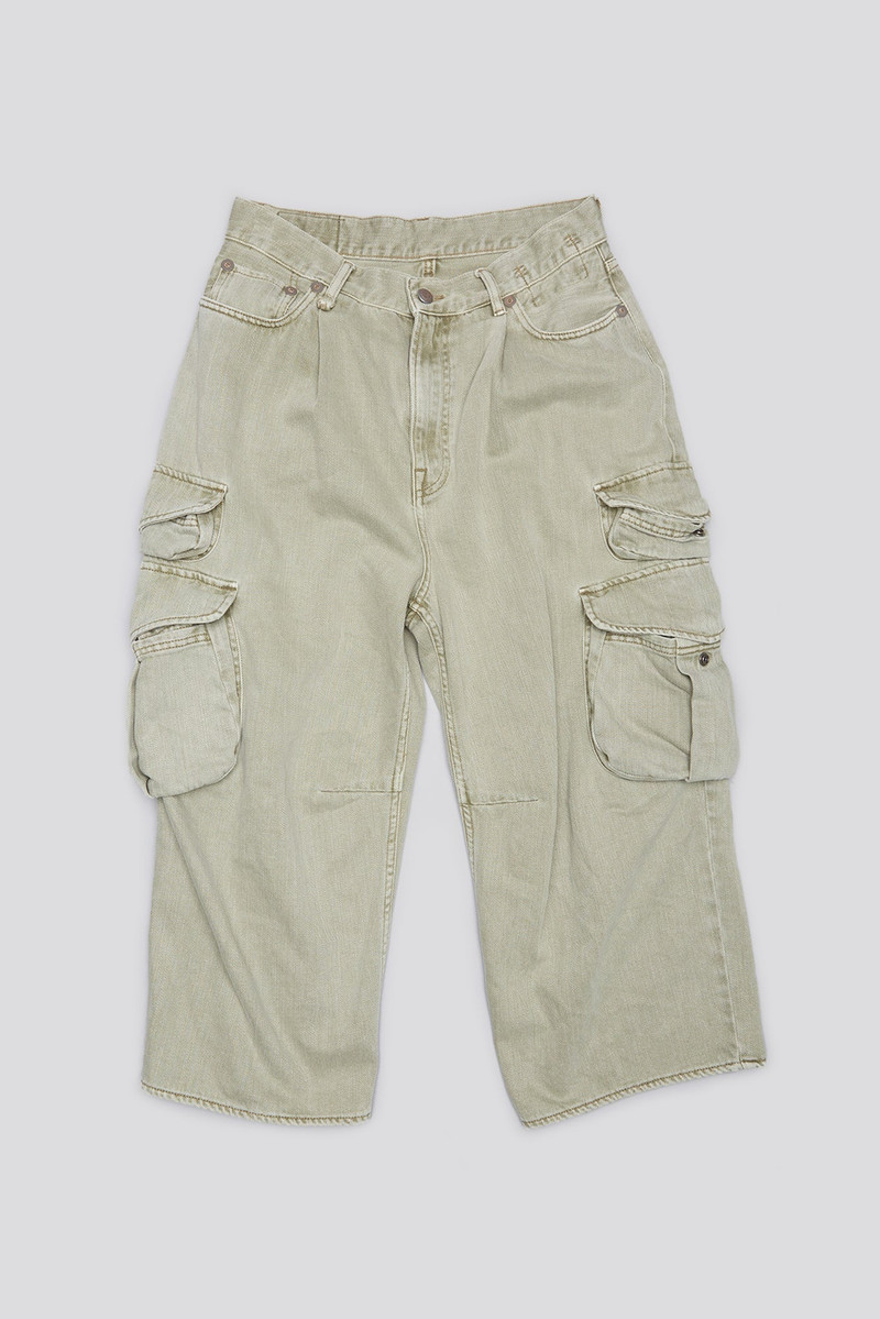 CROPPED MULTI POCKET CARGO - OLIVE GREEN GARMENT DYE 4