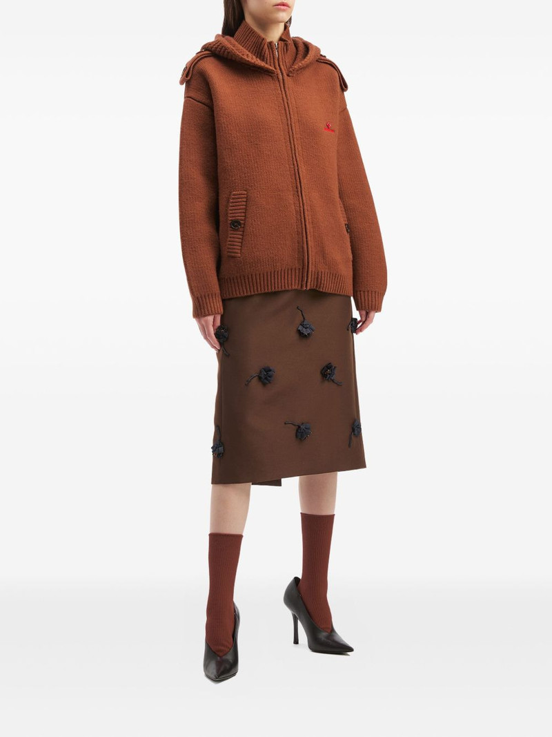 SHUSHU/TONG floral appliqué mid skirt outlook