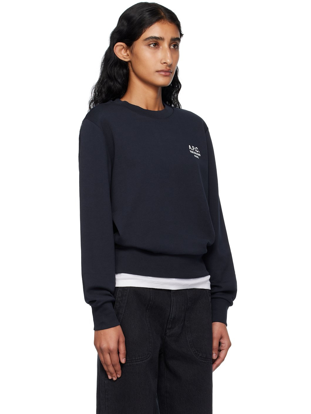 Navy Boxy 'Rue Madame' Sweatshirt - 2
