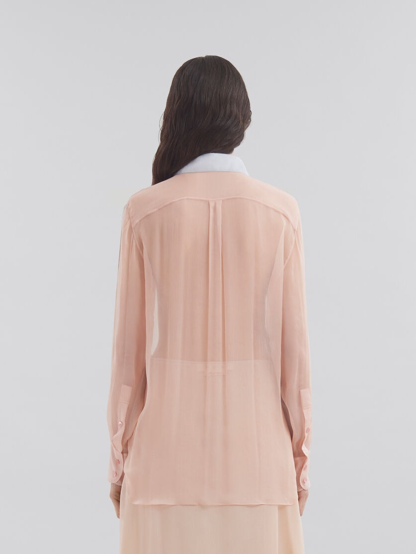PEACH AND LIGHT BLUE CREPON SHIRT WITH FLOWER APPLIQUÉS - 3