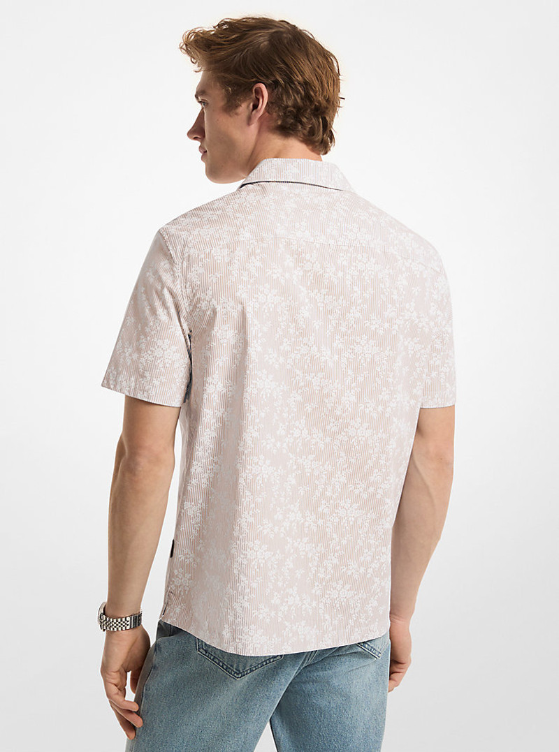 MICHAEL KORS Floral Stretch Cotton Short-Sleeve Shirt outlook