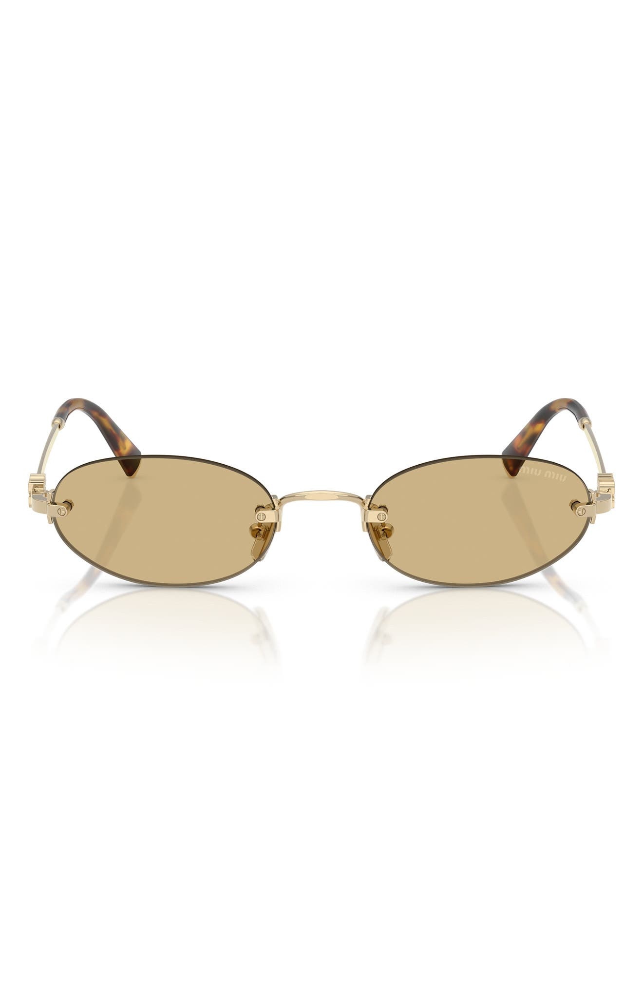 Miu Miu 51mm Oval Rimless Sunglasses in Pale Gold/Yellow at Nordstrom - 1