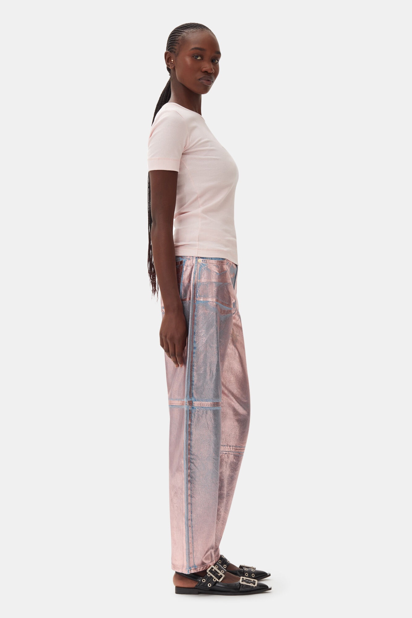 PINK SOFT COTTON RIB SHORT SLEEVE T-SHIRT - 4