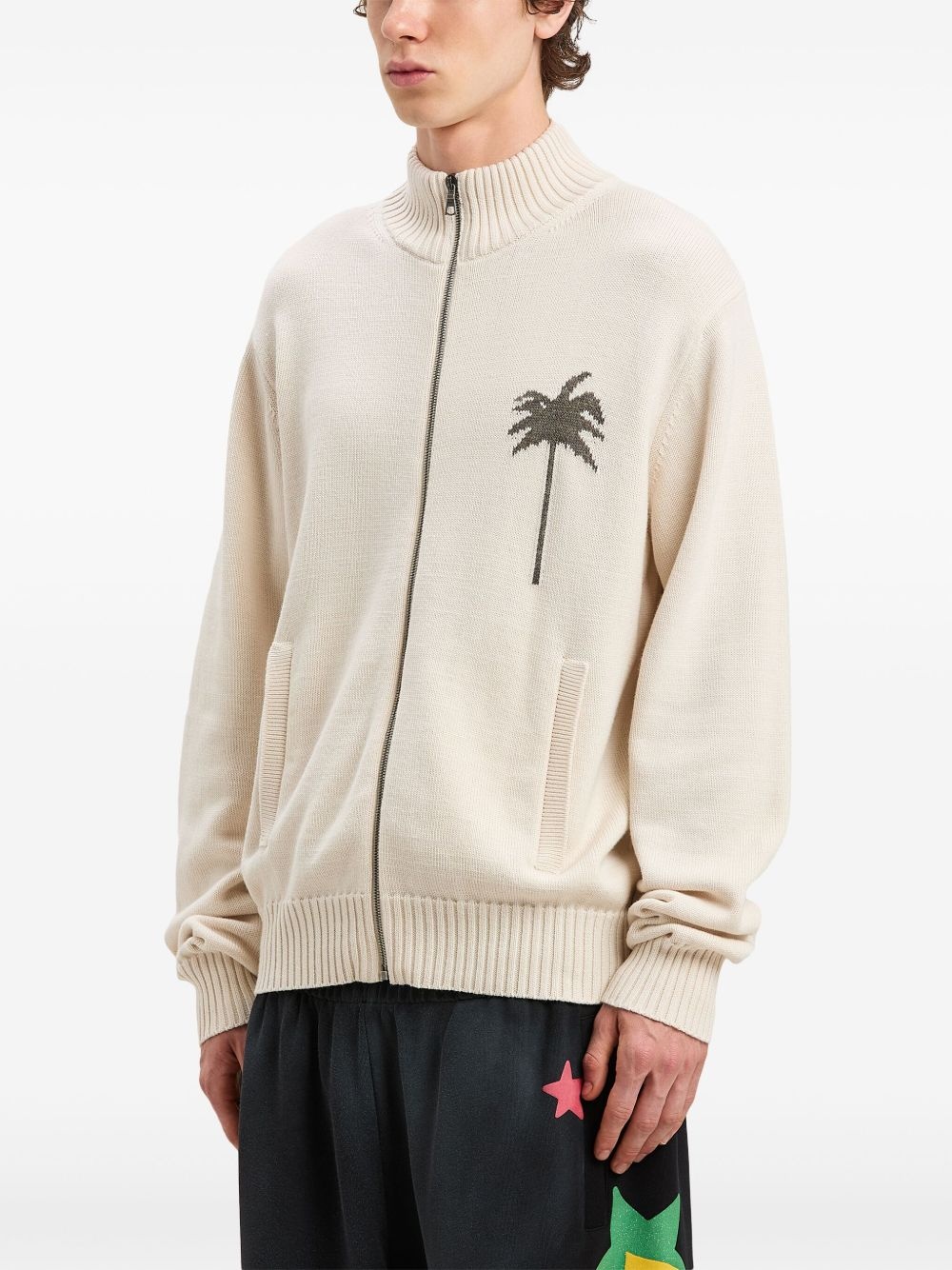 knit-palm zip-up cardigan - 4
