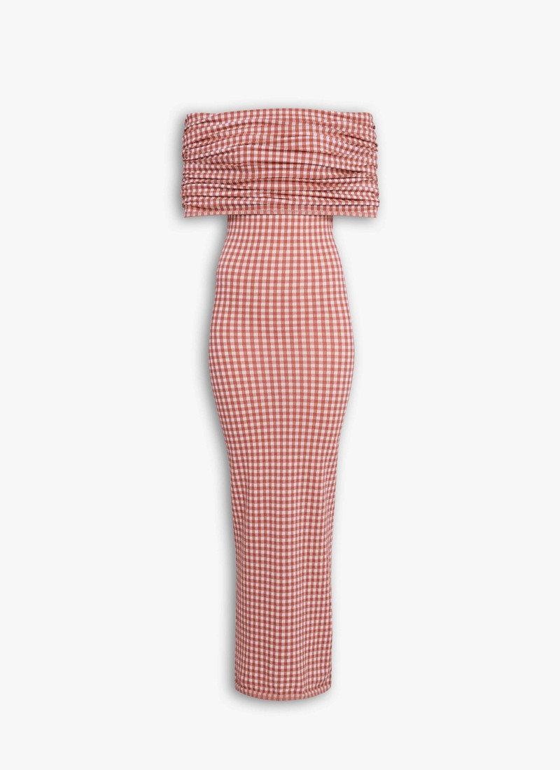 GINGHAM KNIT DRESS - 1