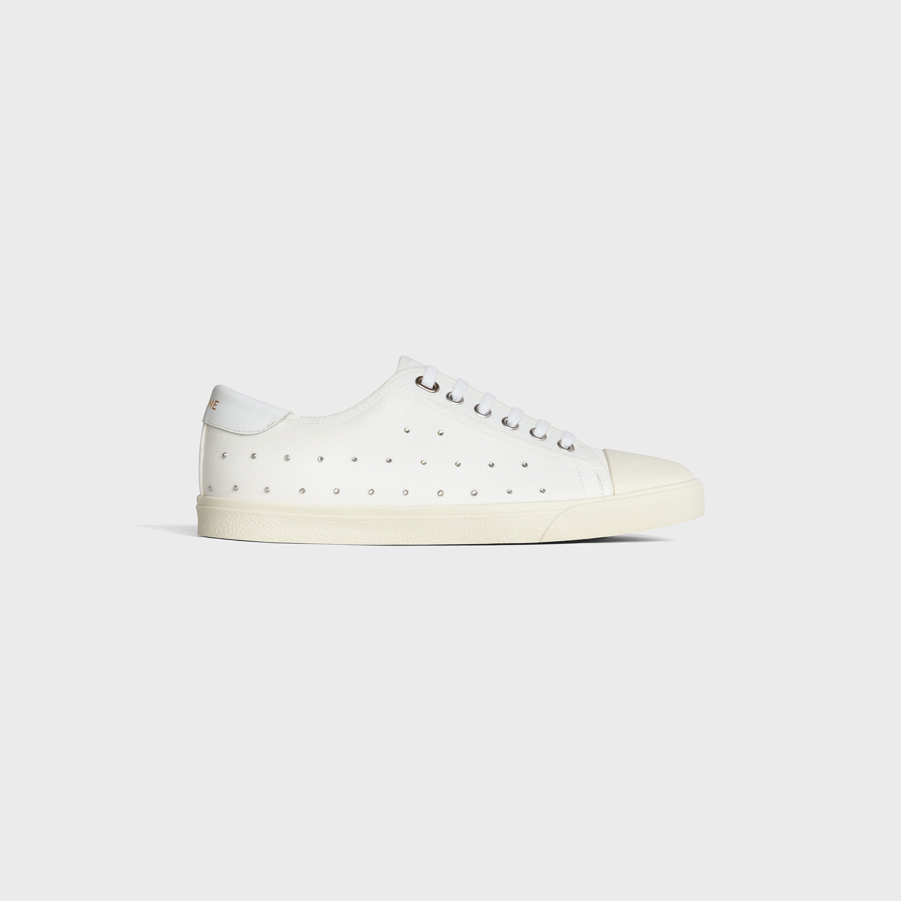 CELINE BLANK LOW LACE UP SNEAKER WITH TOE CAP  IN CANVAS AND CALFSKIN - 1