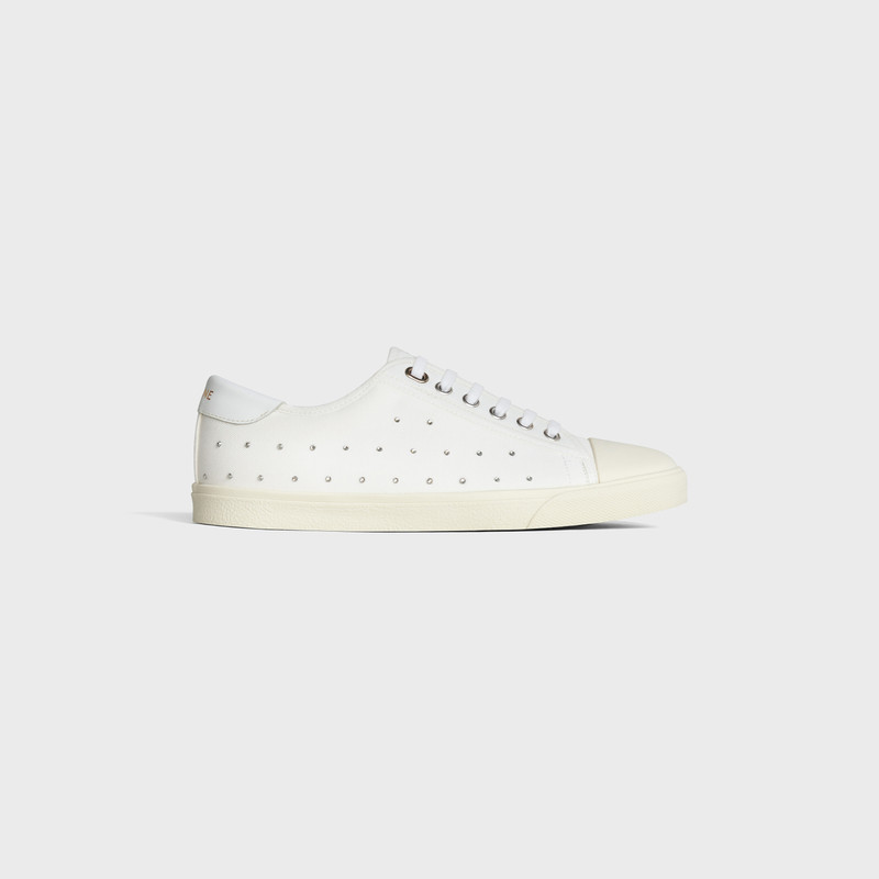 CELINE BLANK LOW LACE UP SNEAKER WITH TOE CAP  IN CANVAS AND CALFSKIN 1