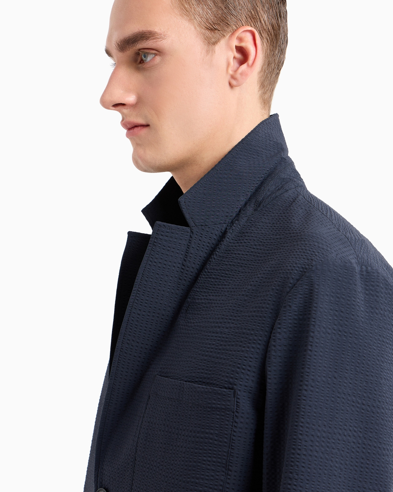 Single-breasted jacket in technical seersucker fabric - 4