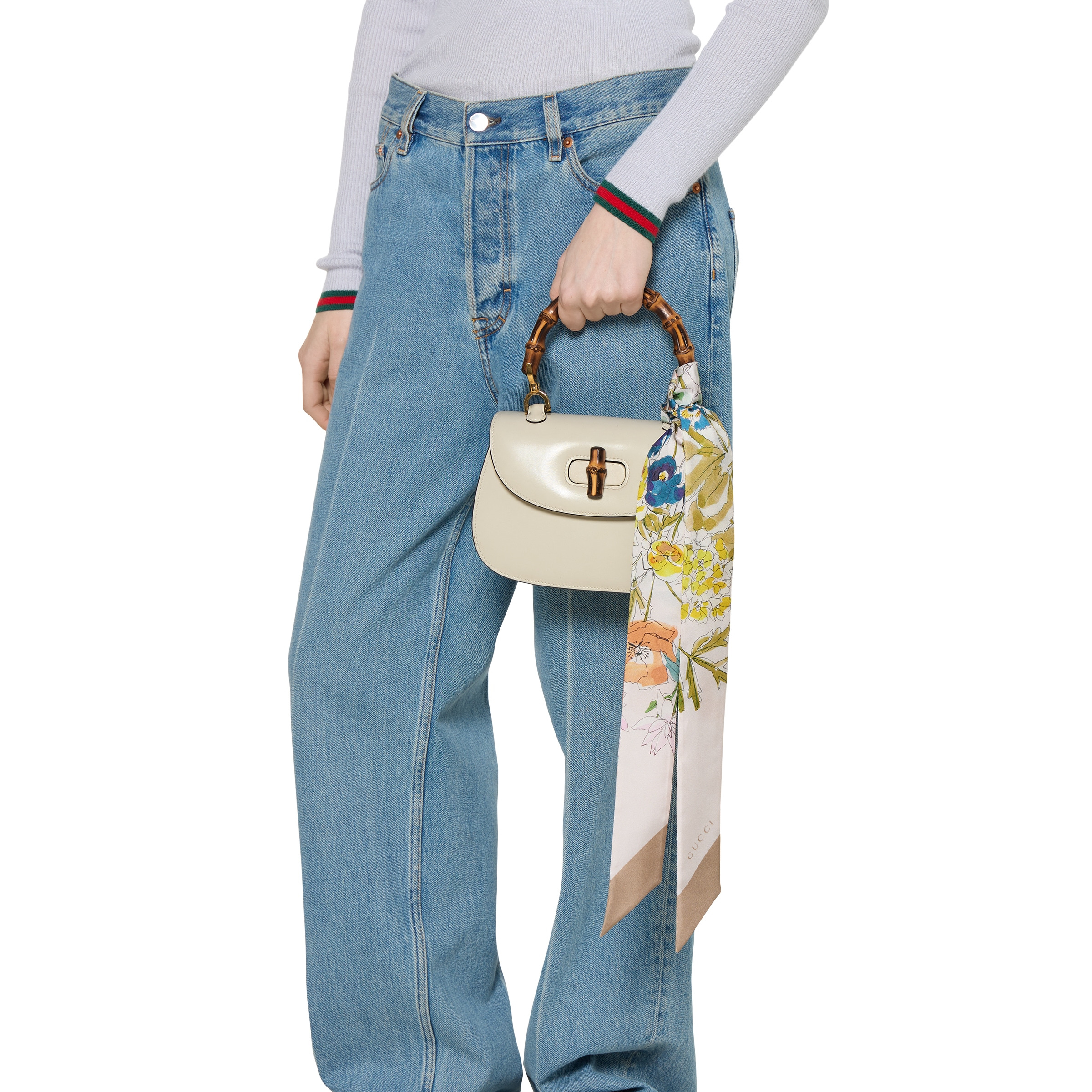 Printed silk twill neck bow - 4