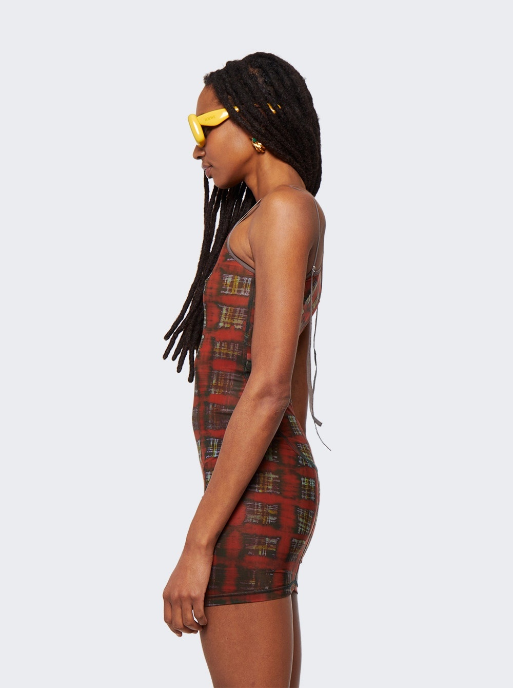 Multi Strap Sport Dress with Logo Acid Plaid Ginger Red - 4