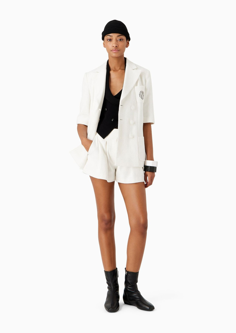 EMPORIO ARMANI Short-sleeved, double-breasted jacket in tweed outlook