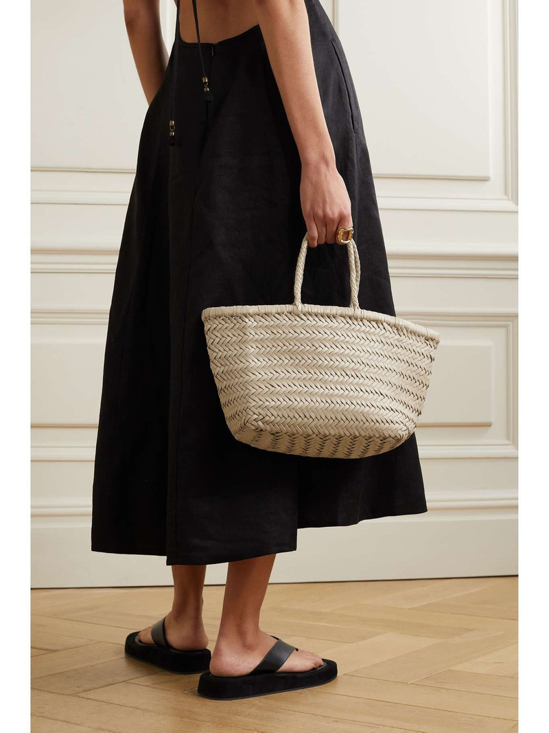 DRAGON DIFFUSION Bamboo Triple Jump small woven leather tote Ecru outlook