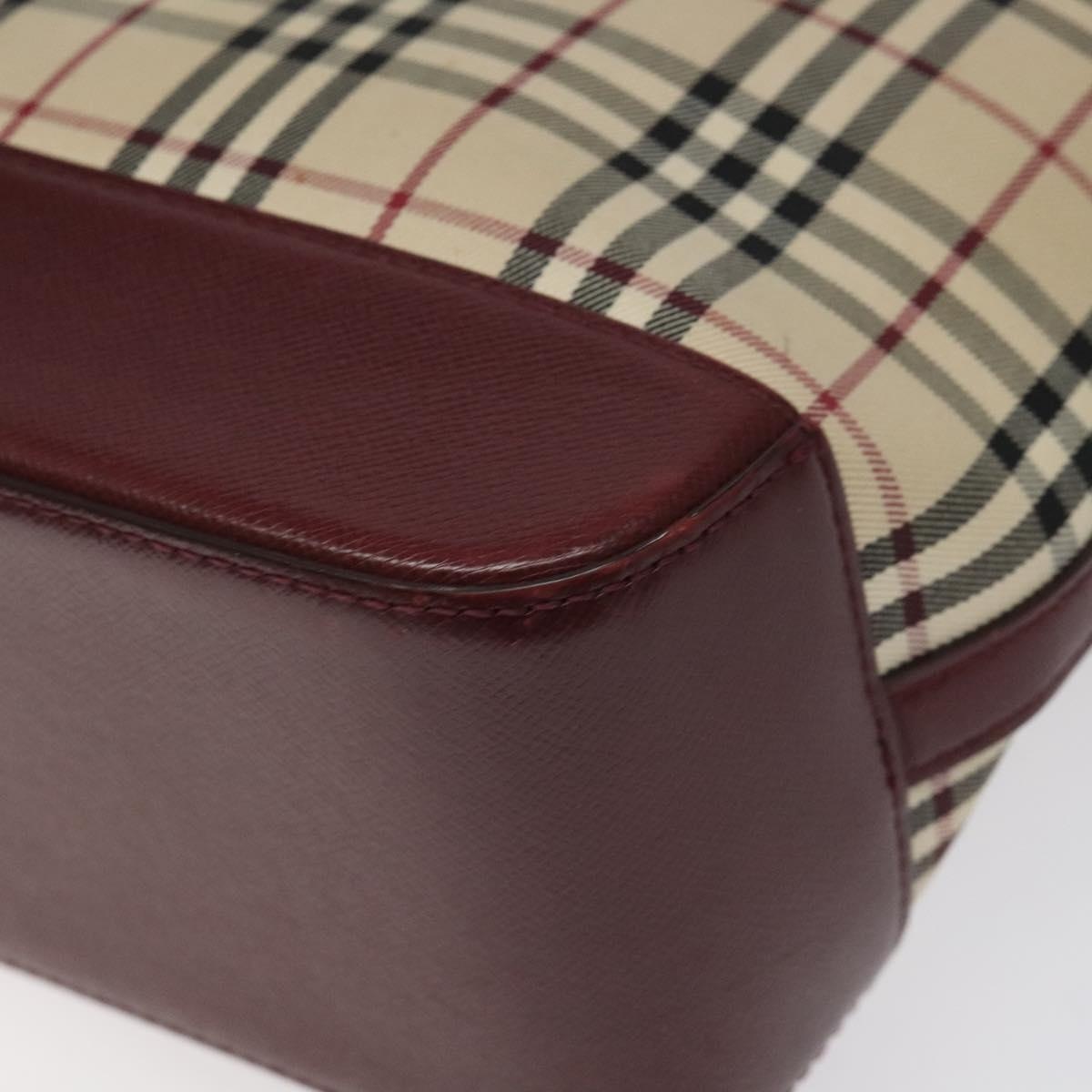 Burberry Nova Check Tote Bag Canvas Leather Beige Red Gold - 9